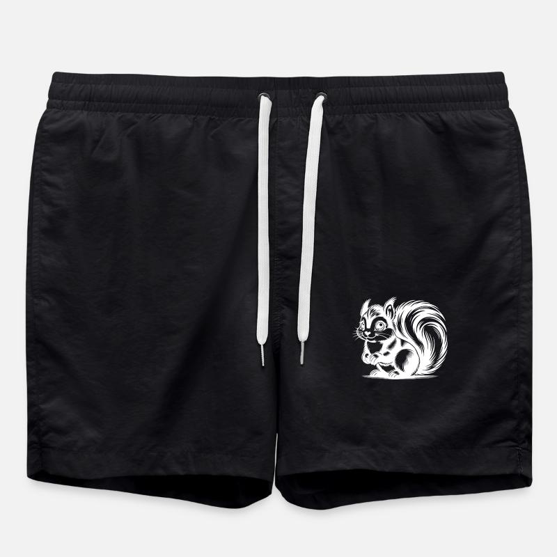 Mignon mignon écureuil Dessin - Short de bain - noir