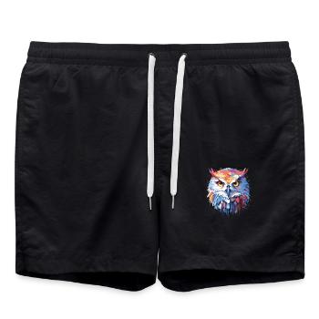 Owl Bird Animal Nature Freedom Wildlife Abstract - Swim Trunks - black - Front - AI Model Male 185 light (185cm)