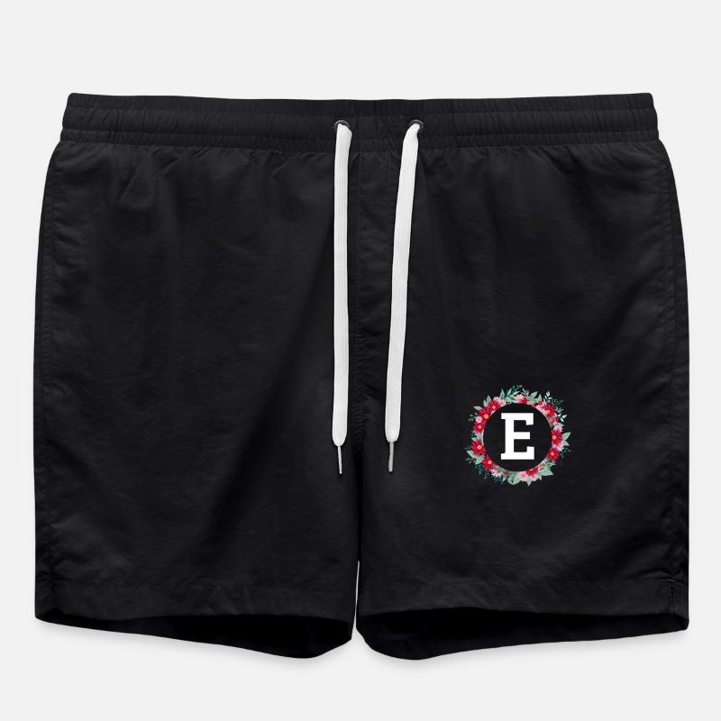 Buchstabe e Blumenkranz - Badeshorts - Schwarz