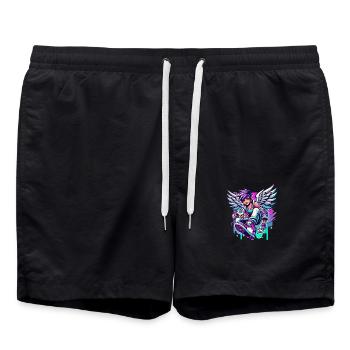 Cool angel colorful hair - Swim Trunks - black - Front - AI Model Male 185 light (185cm)