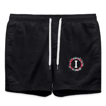 Buchstabe i Blumenkrone - Badeshorts - Schwarz - Vorne - AI Model Male 185 light (185cm)