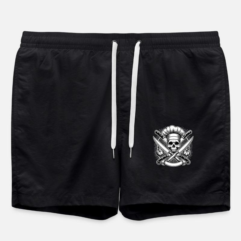 Chef Skull Logo - Swim Trunks - black