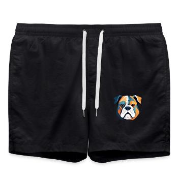 Englische Bulldogge Vektorkunst mit lebendigen Farben - Badeshorts - Schwarz - Vorne - AI Model Male 185 light (185cm)