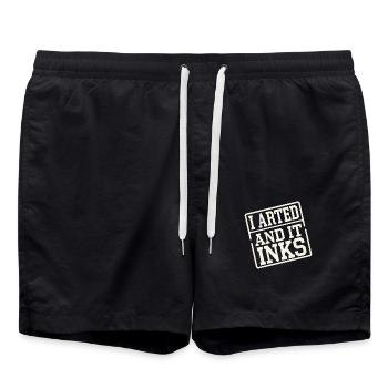 I Arted And It Inks 13 - Badeshorts - Schwarz - Vorne - AI Model Male 185 light (185cm)