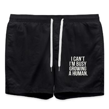 I Can't I'm Busy Growing A Human 9 - Badeshorts - Schwarz - Vorne - AI Model Male 185 light (185cm)