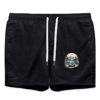 Ruhige Landschaft Ruhig Beschauliche Natur Im Freien - Badeshorts - Schwarz - Vorne - AI Model Male 185 light (185cm)