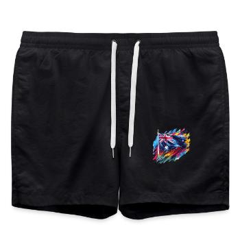 Australische Flagge in Farben - Badeshorts - Schwarz - Vorne - AI Model Male 185 light (185cm)