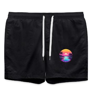Flusslandschaft im Sonnenuntergang - Outdoorfan - Badeshorts - Schwarz - Vorne - AI Model Male 185 light (185cm)