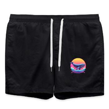 Riesiger Wal im Sonnenuntergang - Geschenkidee - Badeshorts - Schwarz - Vorne - AI Model Male 185 light (185cm)