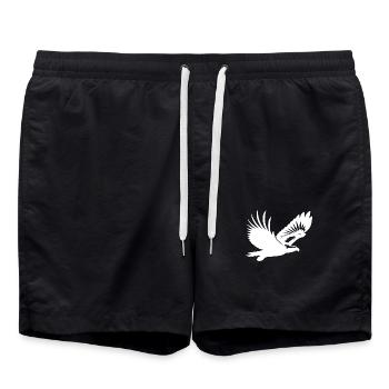Eleganter Adler auf breiten Schwingen im Wind - Badeshorts - Schwarz - Vorne - AI Model Male 185 light (185cm)