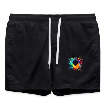 Coeur Pop Art Coloré - Short de bain - noir - Devant - AI Model Male 185 light (185cm)