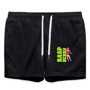 Vintage Himbeere Pin-up - Badeshorts - Schwarz - Vorne - AI Model Male 185 light (185cm)