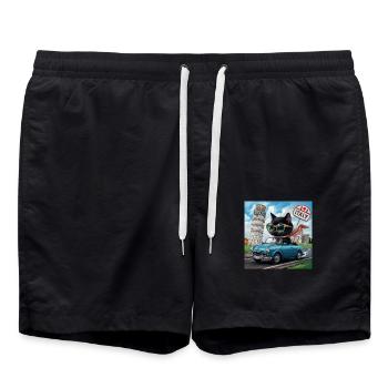 Chat en tournée - J’adore l’Italie ! -Pise - Short de bain - noir - Devant - AI Model Male 185 light (185cm)