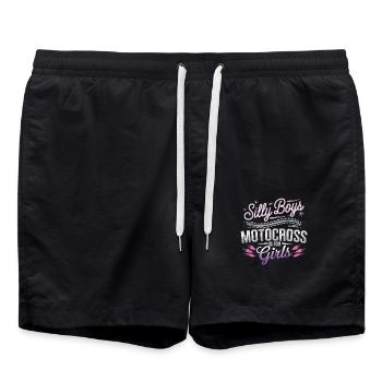Girl Power auf der Motocross-Strecke - Badeshorts - Schwarz - Vorne - AI Model Male 185 light (185cm)
