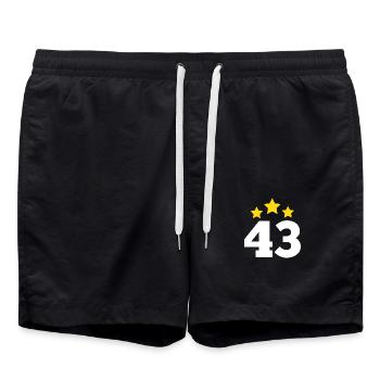43 ans étoile - cadeau 43e anniversaire - Short de bain - noir - Devant - AI Model Male 185 light (185cm)