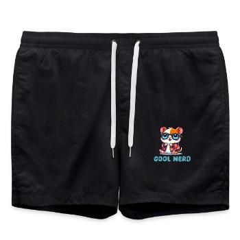 hamster comic cool nerd - Badeshorts - Schwarz - Vorne - AI Model Male 185 light (185cm)