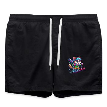Katze Skiing Ski - Badeshorts - Schwarz - Vorne - AI Model Male 185 light (185cm)