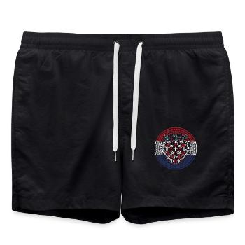 Croatia hrvatska croatia europe zagreb glagoljica - Swim Trunks - black - Front - AI Model Male 185 light (185cm)