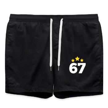 67 ans étoile - cadeau 67e anniversaire - Short de bain - noir - Devant - AI Model Male 185 light (185cm)
