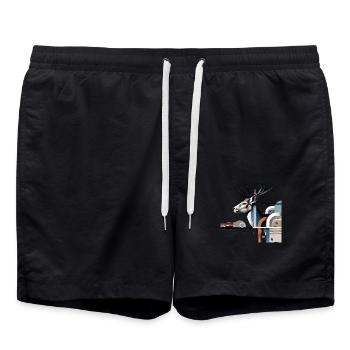Modern Hirsch Design #1 - Badeshorts - Schwarz - Vorne - AI Model Male 185 light (185cm)