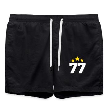77 ans étoile - cadeau 77e anniversaire - Short de bain - noir - Devant - AI Model Male 185 light (185cm)
