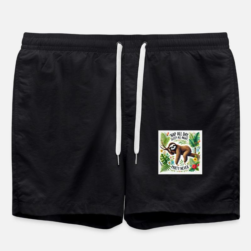 Nap All day sleep all night party never - Swim Trunks - black