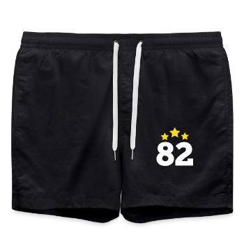 82 Jahre Stern - Geschenk zum 82. Jubiläum - Badeshorts - Schwarz - Vorne - AI Model Male 185 light (185cm)