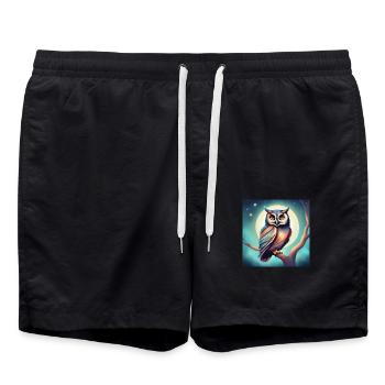 Eule träumerisch Gothic Geschenkidee Nacht - Badeshorts - Schwarz - Vorne - AI Model Male 185 light (185cm)