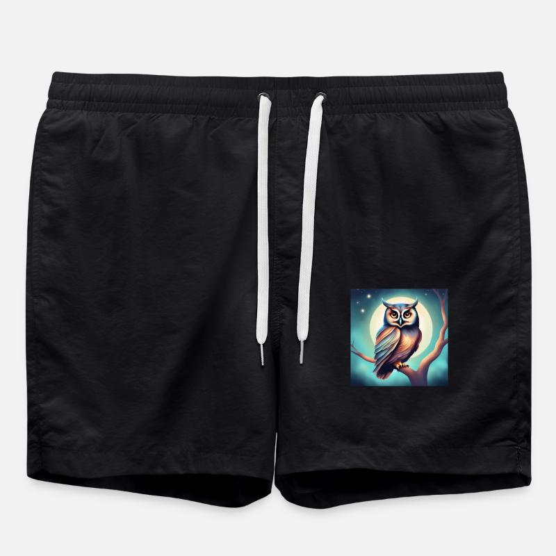 Eule träumerisch Gothic Geschenkidee Nacht - Badeshorts - Schwarz