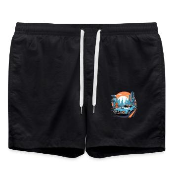 Retro Future - Badeshorts - Schwarz - Vorne - AI Model Male 185 light (185cm)