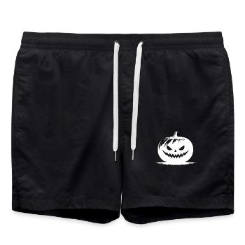 Funny pumpkin lantern with a cheeky grin - Swim Trunks - black - Front - AI Model Male 185 light (185cm)