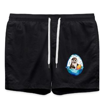 Otter Ostern Wasserfarben - Badeshorts - Schwarz - Vorne - AI Model Male 185 light (185cm)