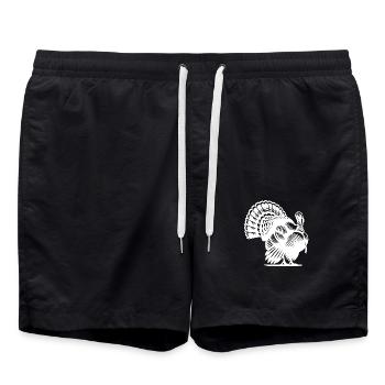 Fière dinde au plumage énorme - Short de bain - noir - Devant - AI Model Male 185 light (185cm)