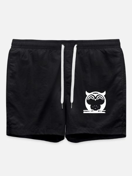Cute Sleeping Owl - Swim Trunks - black