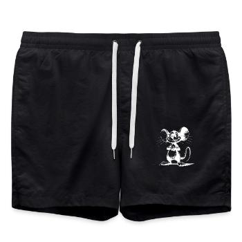 Cute Kids Mouse with Big Eyes and Ears - Swim Trunks - black - Front - AI Model Male 185 light (185cm)