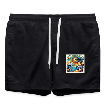 Tropischer Sonnenuntergang - Badeshorts - Schwarz - Vorne - AI Model Male 185 light (185cm)
