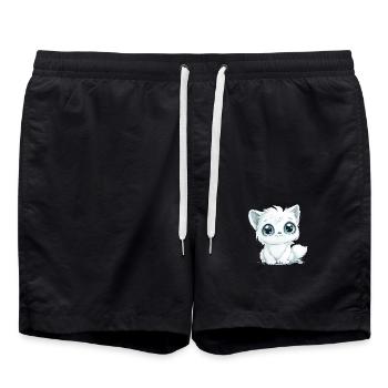 Niedliche Kawaii Katze - Geschenk - Süß - Badeshorts - Schwarz - Vorne - AI Model Male 185 light (185cm)