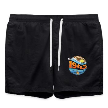 Vintage 1943 – Celebrating 82 Years of Memories - Swim Trunks - black - Front - AI Model Male 185 light (185cm)