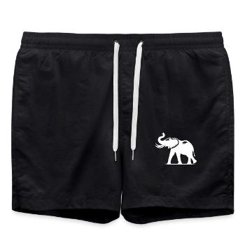 Elefant Porträt mit Rüssel mit Stoßzähnen - Badeshorts - Schwarz - Vorne - AI Model Male 185 light (185cm)
