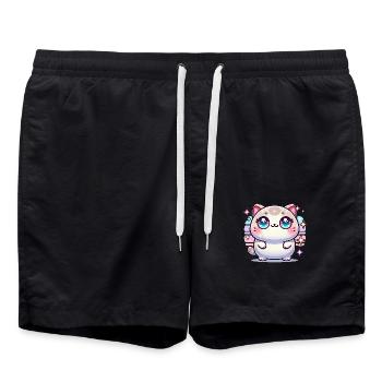 KAWAII CAT <3 - Swim Trunks - black - Front - AI Model Male 185 light (185cm)