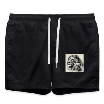 Löwe König I - Badeshorts - Schwarz - Vorne - AI Model Male 185 light (185cm)
