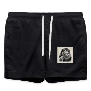 Löwe Xx - Badeshorts - Schwarz - Vorne - AI Model Male 185 light (185cm)