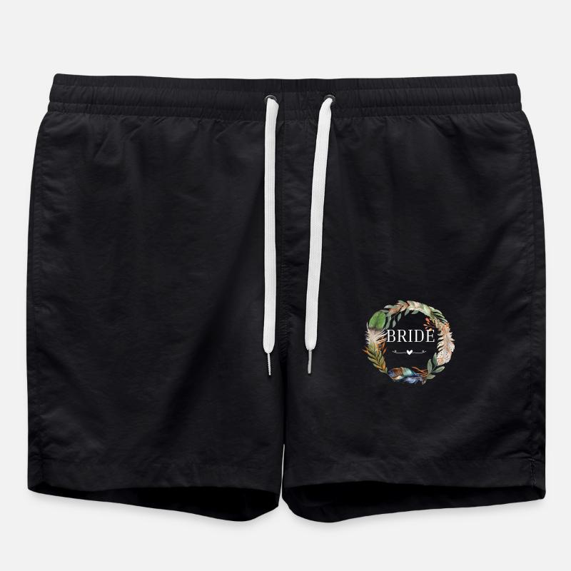 Bridle Wreath Boho Flowers - Swim Trunks - black