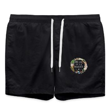 Brautteam Krone Boho-Blumen - Badeshorts - Schwarz - Vorne - AI Model Male 185 light (185cm)