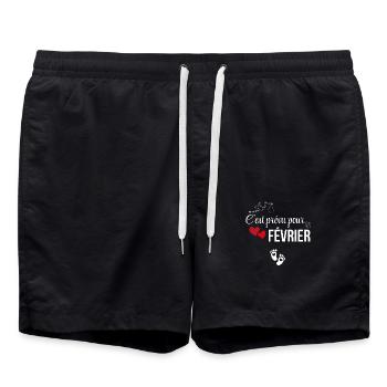 It's planned for February - pregnancy announcement - Swim Trunks - black - Front - AI Model Male 185 light (185cm)