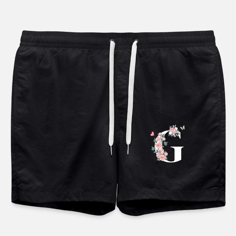 Lettre g fleurs rose - Short de bain - noir