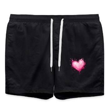 Cadeau de Saint-Valentin Coeur Rose - Short de bain - noir - Devant - AI Model Male 185 light (185cm)