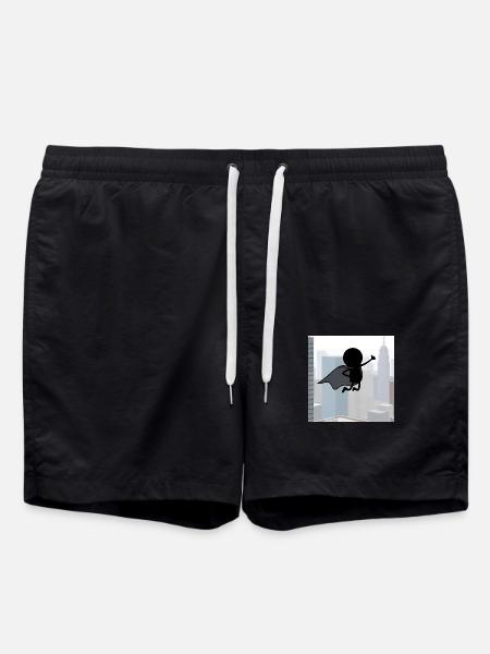 Super stick figure in the city - Swim Trunks - black