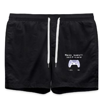 Hauptquest Self-Care: Retro-Design mit Controller - Badeshorts - Schwarz - Vorne - AI Model Male 185 light (185cm)