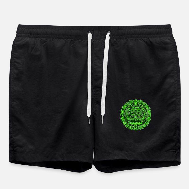 Techno Music Logo - Swim Trunks - black